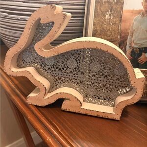 Decorative Wooden Rabbit with Intricate Design
